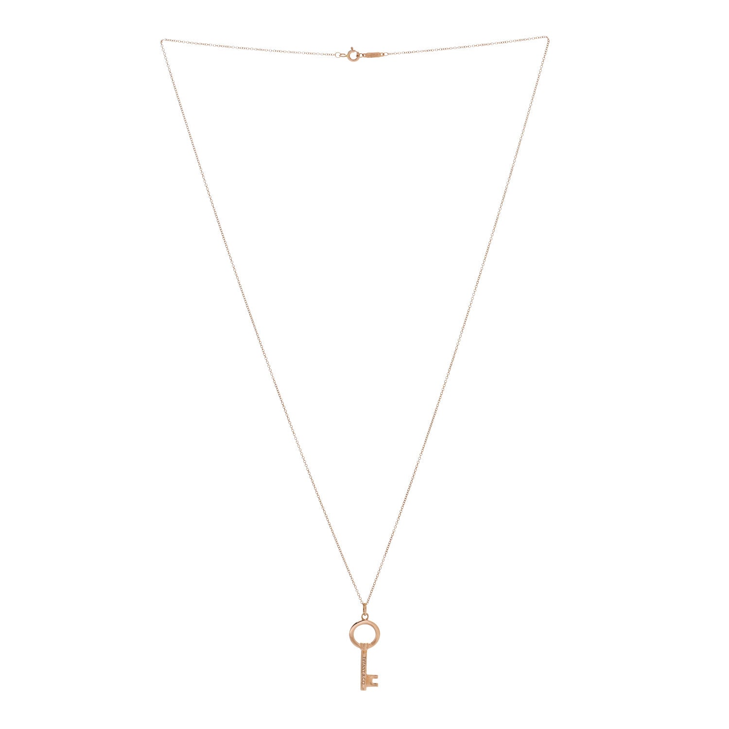 Tiffany 18K Rose Gold Small Open Round Key Pendant Necklace 3 of 4