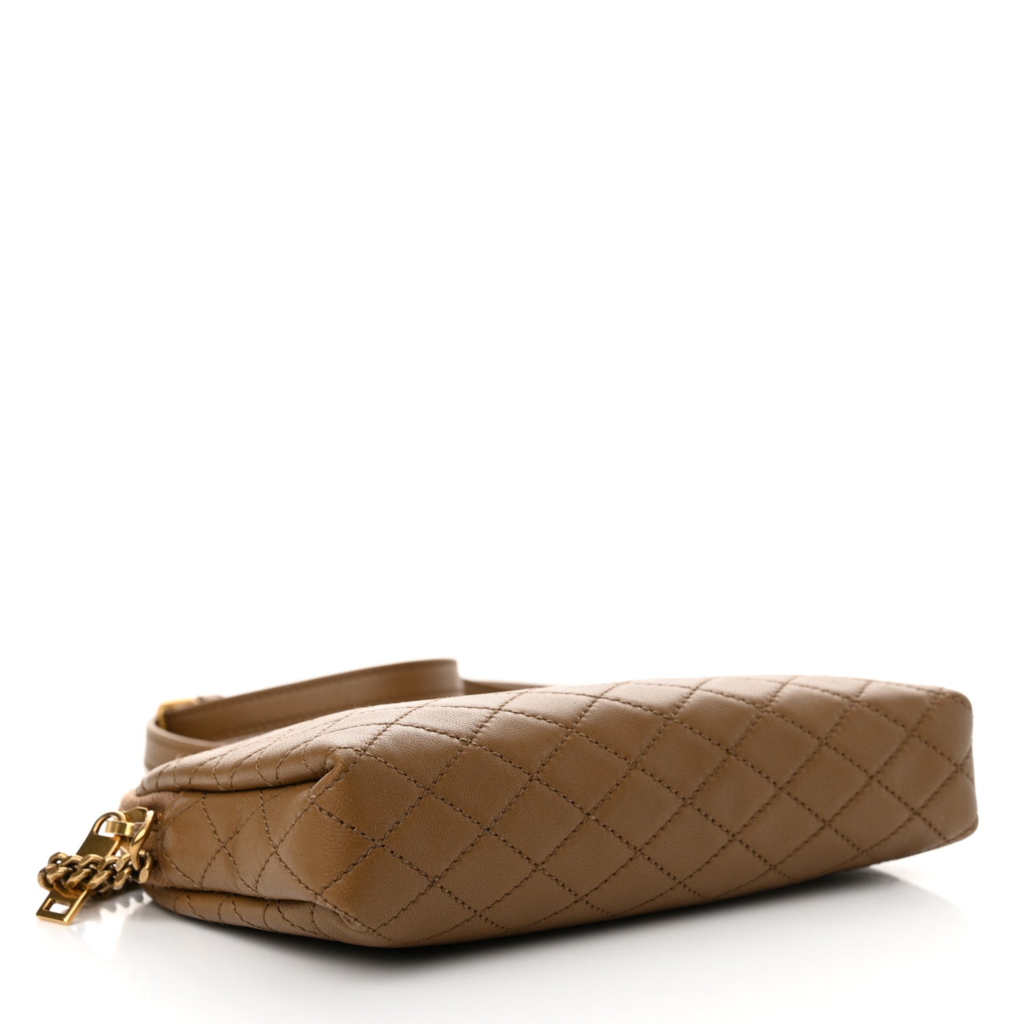 Lambskin Quilted Gaby Zipped Pouch Dark Cork