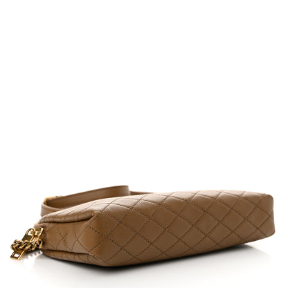 Saint Laurent Lambskin Quilted Gaby Zipped Pouch Dark Cork 4 of 14