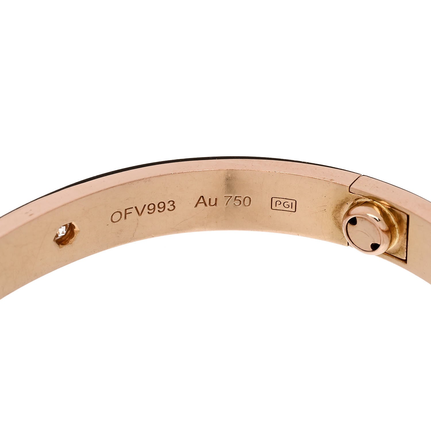 Cartier 18K Pink Gold 4 Diamond LOVE Bracelet 16 7 of 8