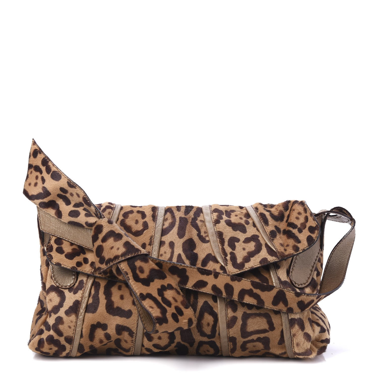 Valentino Garavani Calf Hair Leopard Print Bow Shoulder Bag Brown 1 of 9