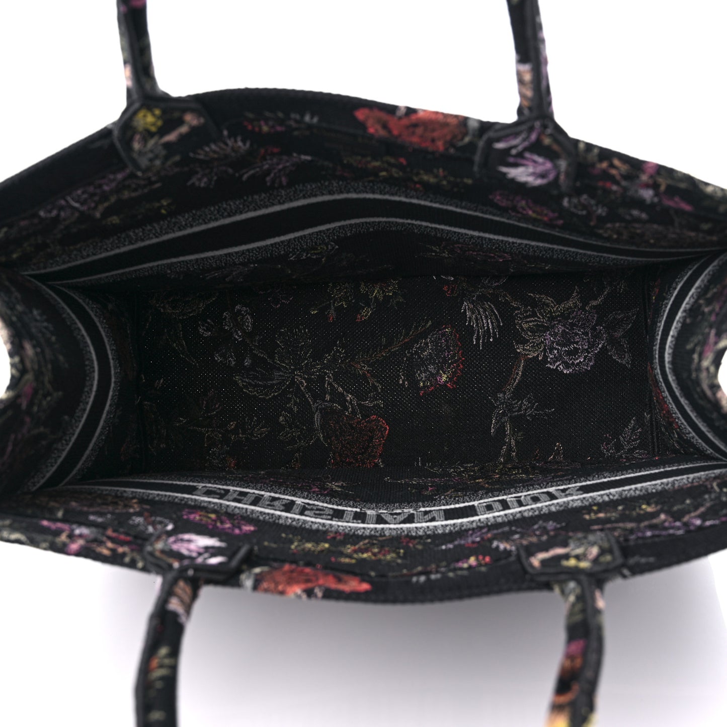 Canvas Embroidered Large Book Tote Black Multicolor