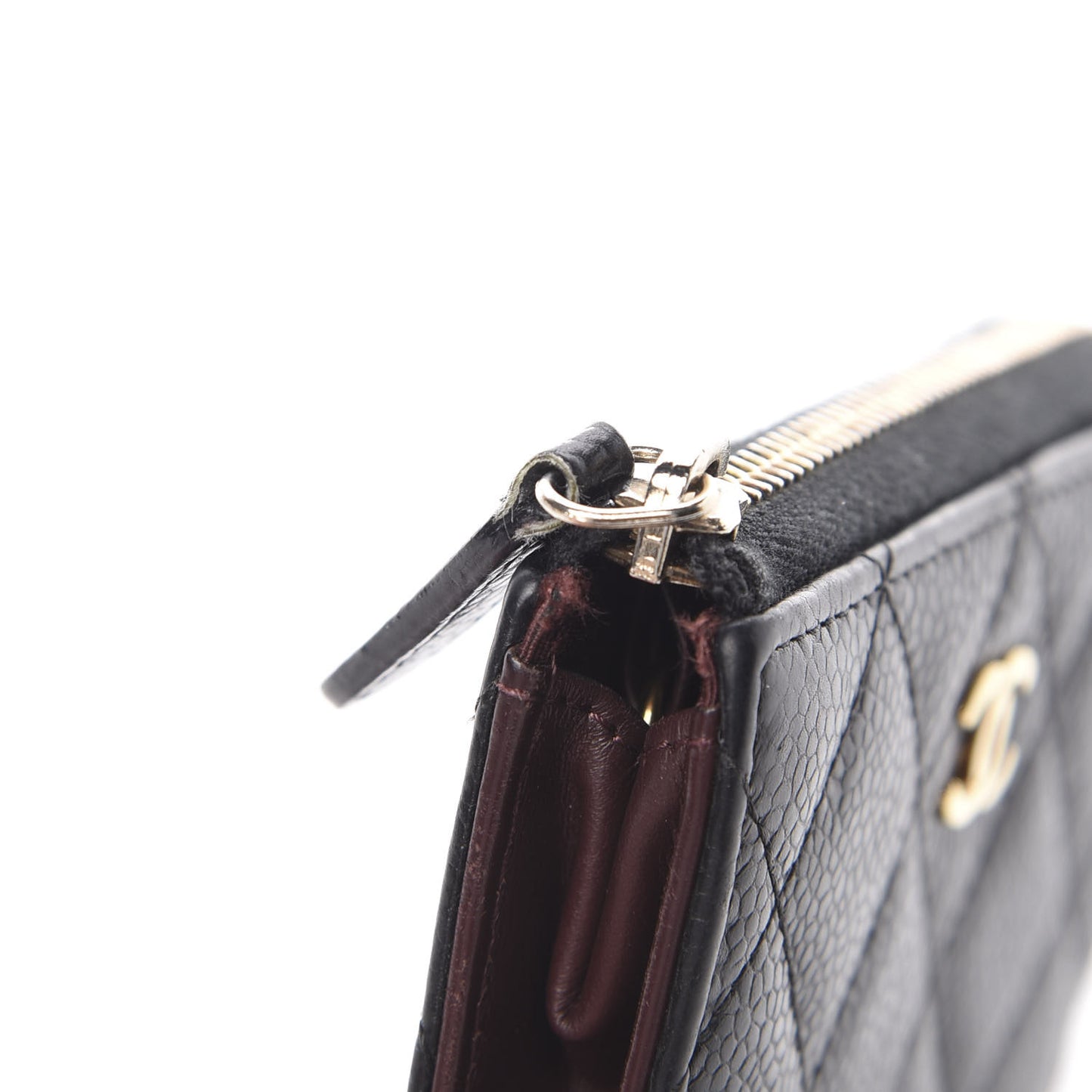 Caviar Quilted Zipped Key Holder Case Black
