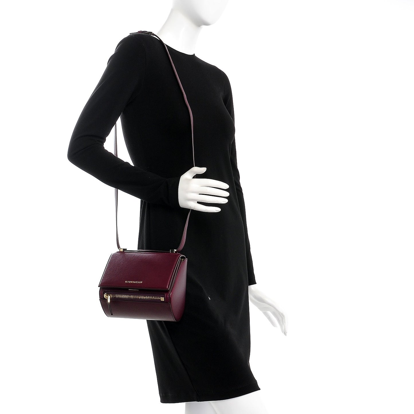 Textured Calfskin Mini Pandora Box Crossbody Bag Dark Purple