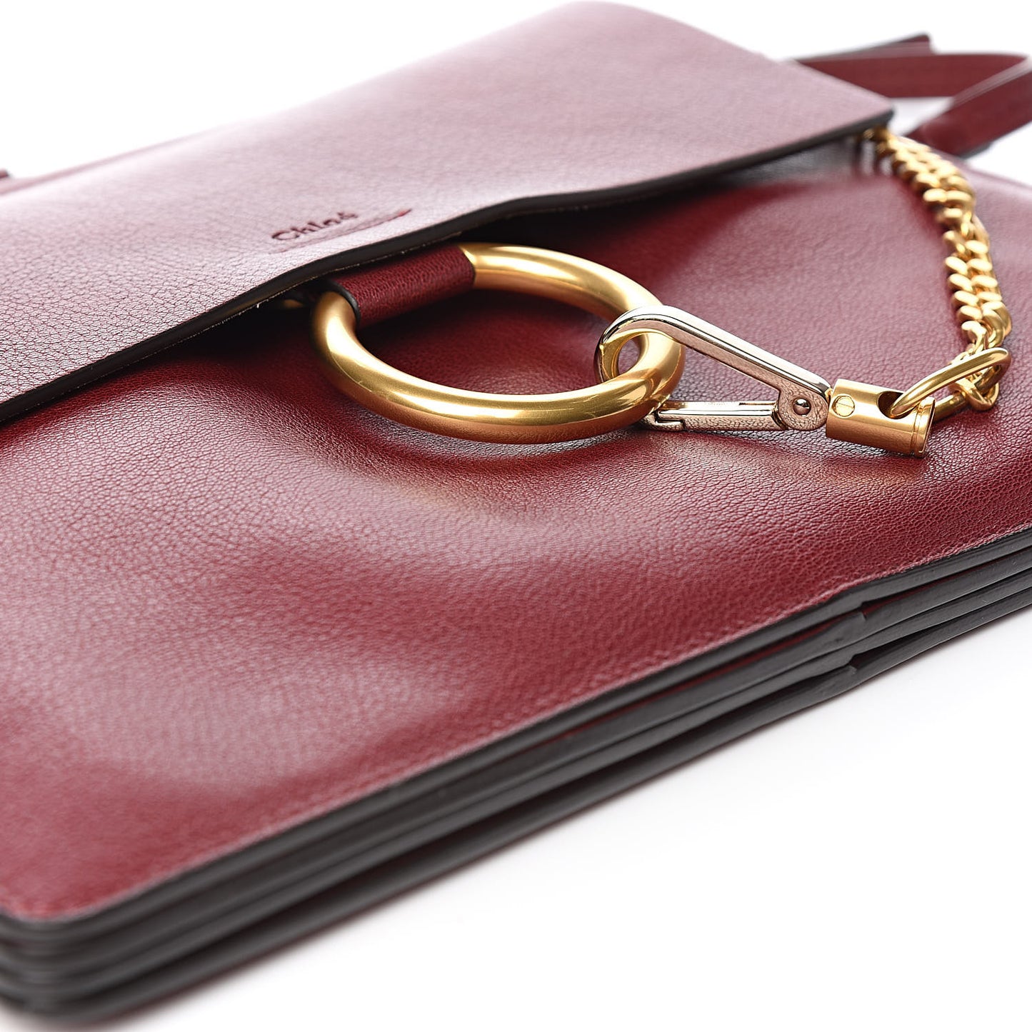 Calfskin Medium Faye Shoulder Bag Sienna Red