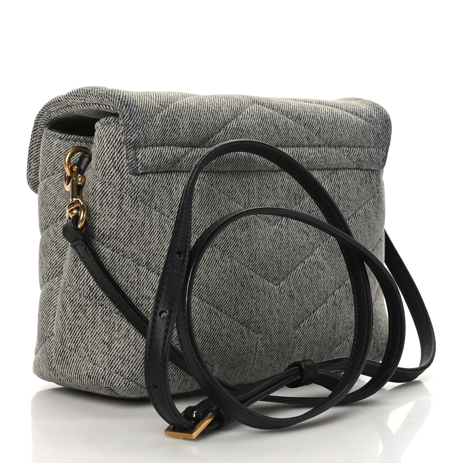 Saint Laurent Denim Y Quilted Monogram Toy Loulou Crossbody Bag Grey 3 of 10