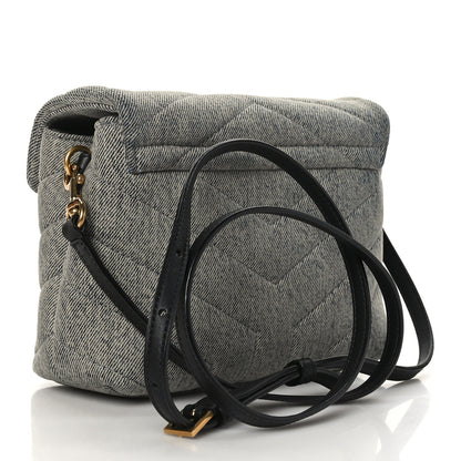 Saint Laurent Denim Y Quilted Monogram Toy Loulou Crossbody Bag Grey 3 of 10