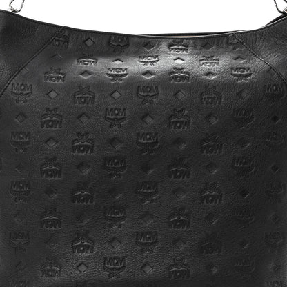 MCM Calfskin Ottomar Monogram Large Klara Hobo Black Beige 7 of 9