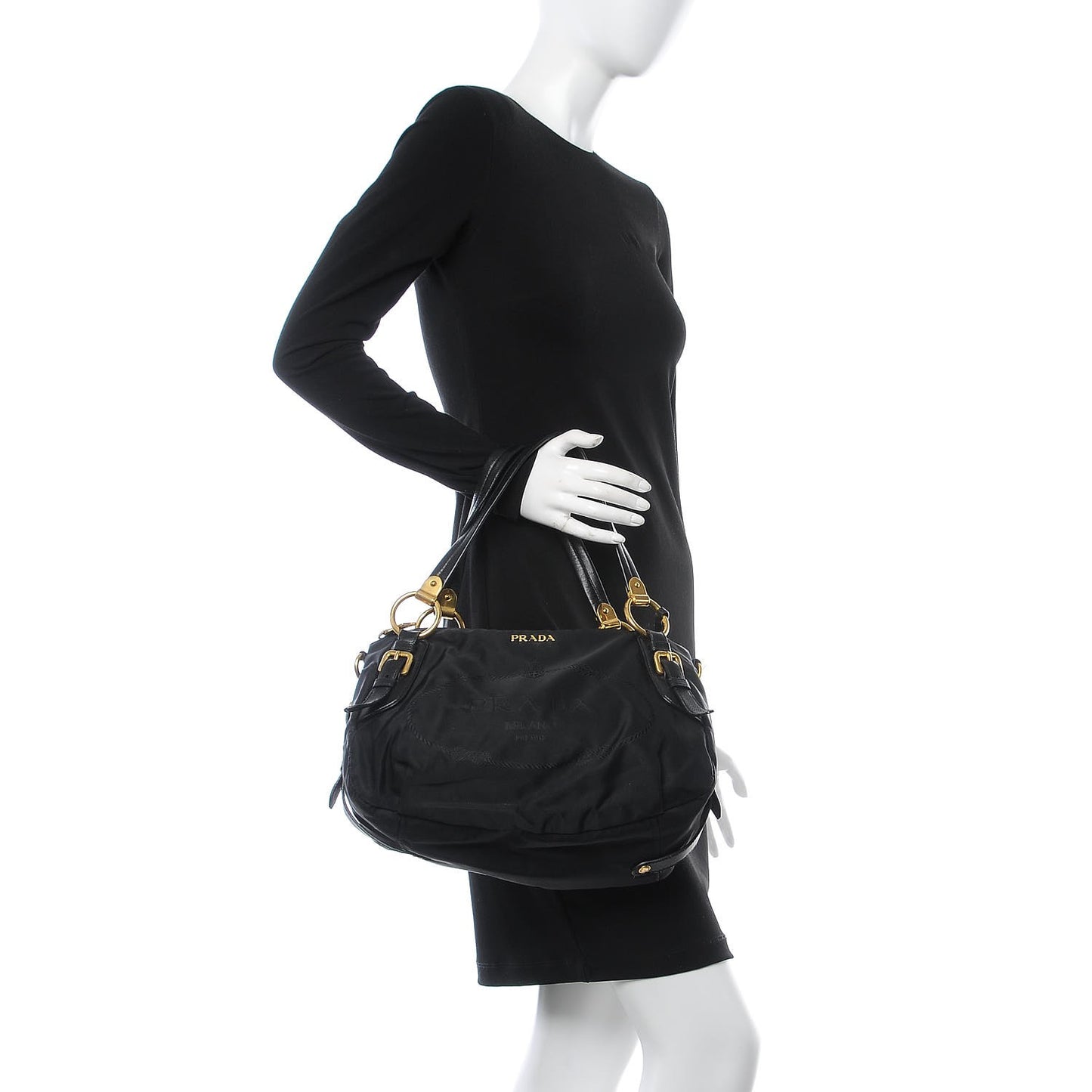 Tessuto Nylon Jacquard Logo Aviator Satchel Black