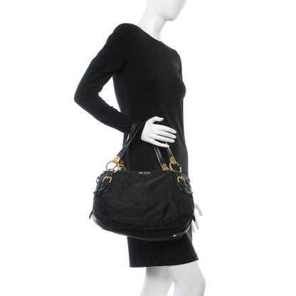 Prada Tessuto Nylon Jacquard Logo Aviator Satchel Black 3 of 15
