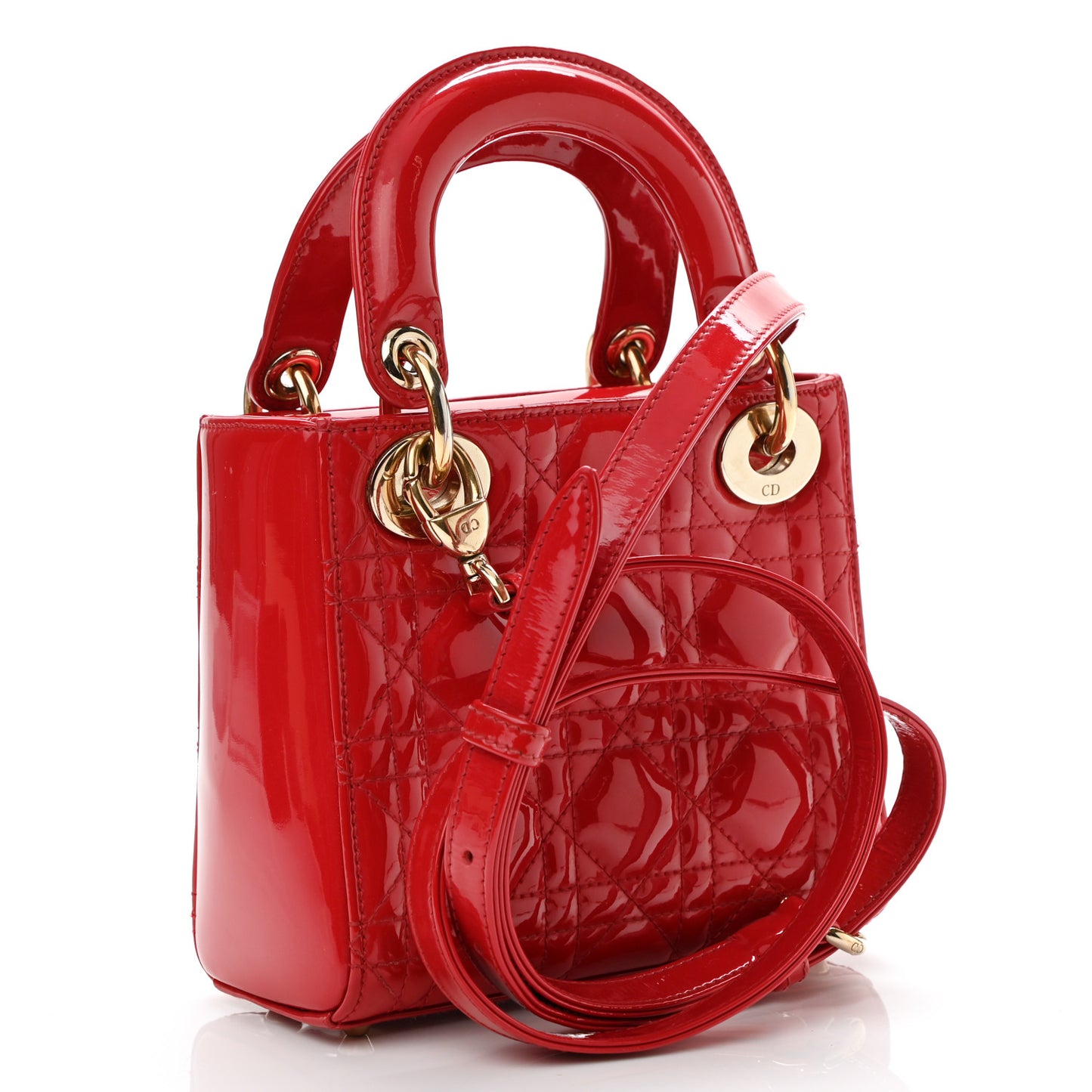 Patent Cannage Mini Lady Dior Red