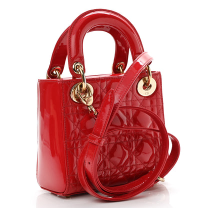 Christian Dior Patent Cannage Mini Lady Dior Red 3 of 17