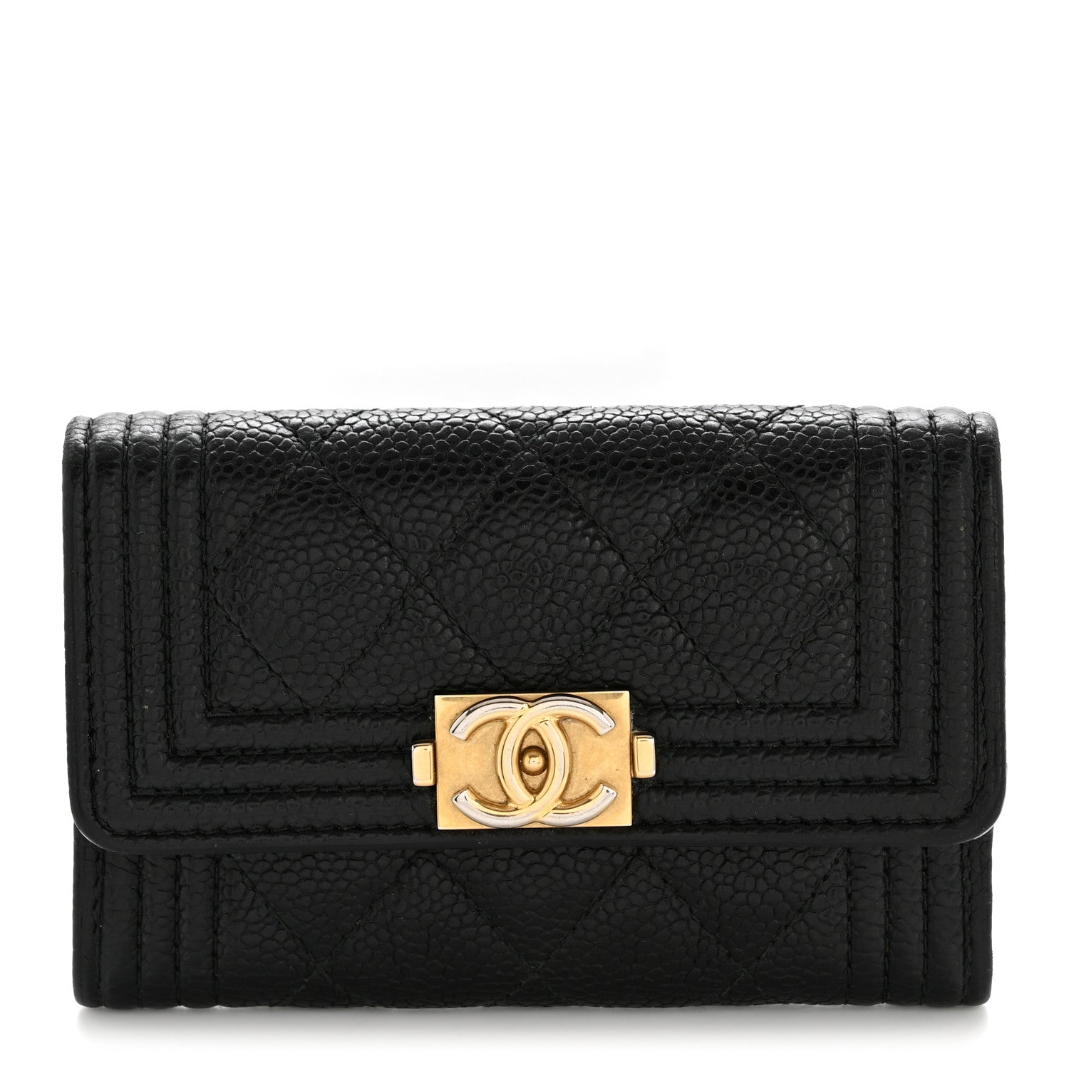 Chanel Caviar Quilted Boy Flap Card Holder Black 1 of 10
