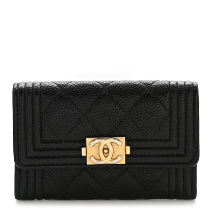 Chanel Caviar Quilted Boy Flap Card Holder Black 1 of 10