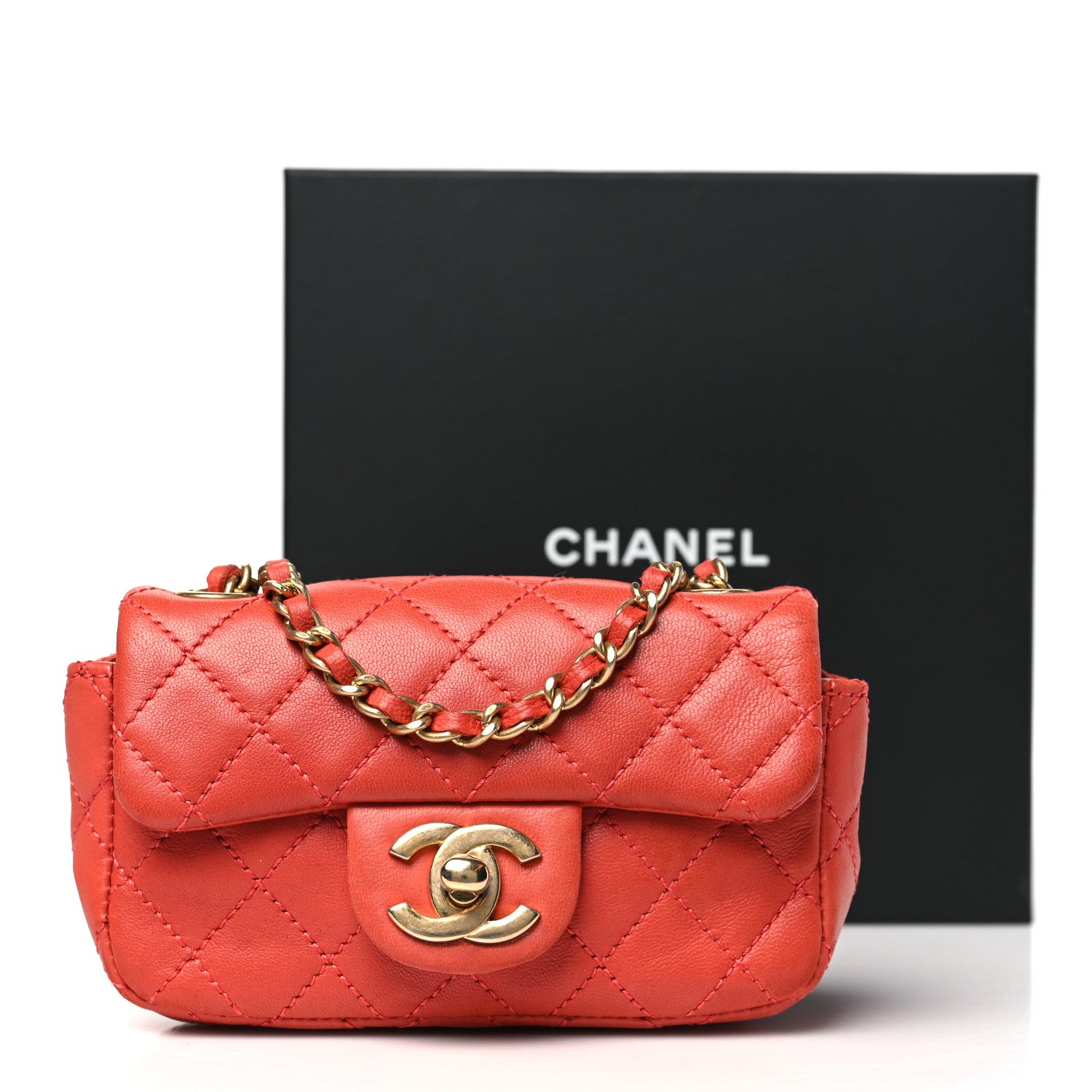 Chanel Lambskin Quilted Extra Mini Cruise Charm Flap Coral 1724654