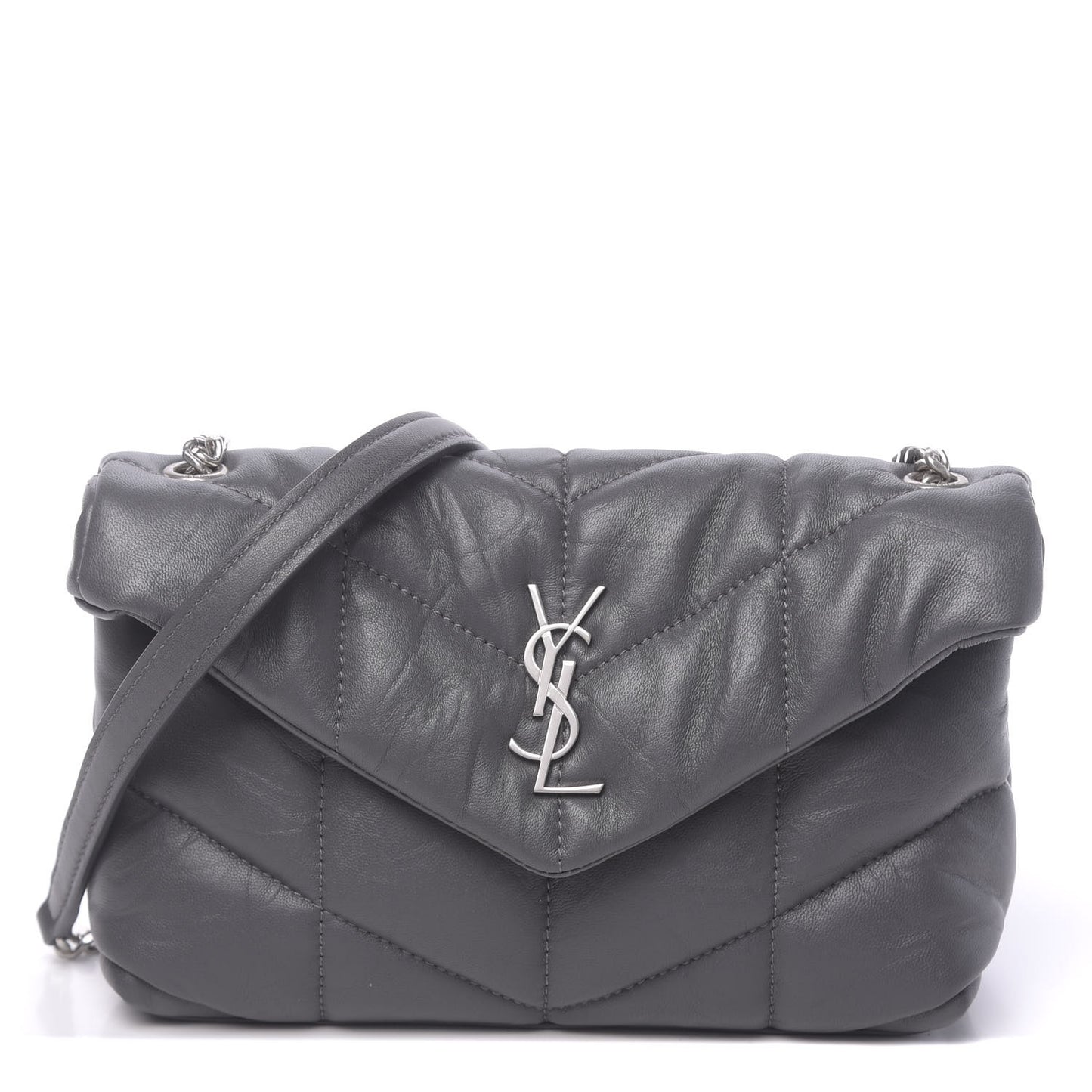 Lambskin Quilted Toy Loulou Puffer Monogram Chain Satchel Storm