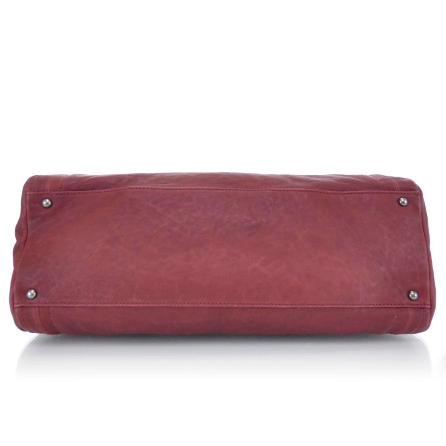 Leather Modern Chain Tote Red