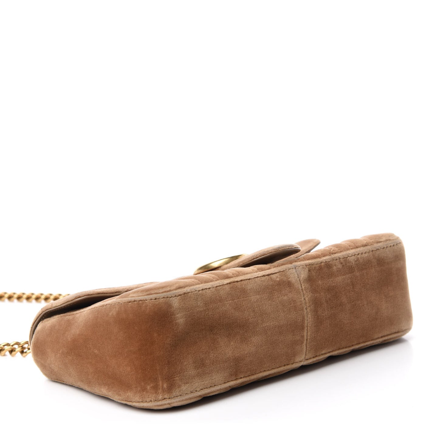 Velvet Matelasse Small GG Marmont Shoulder Bag Taupe