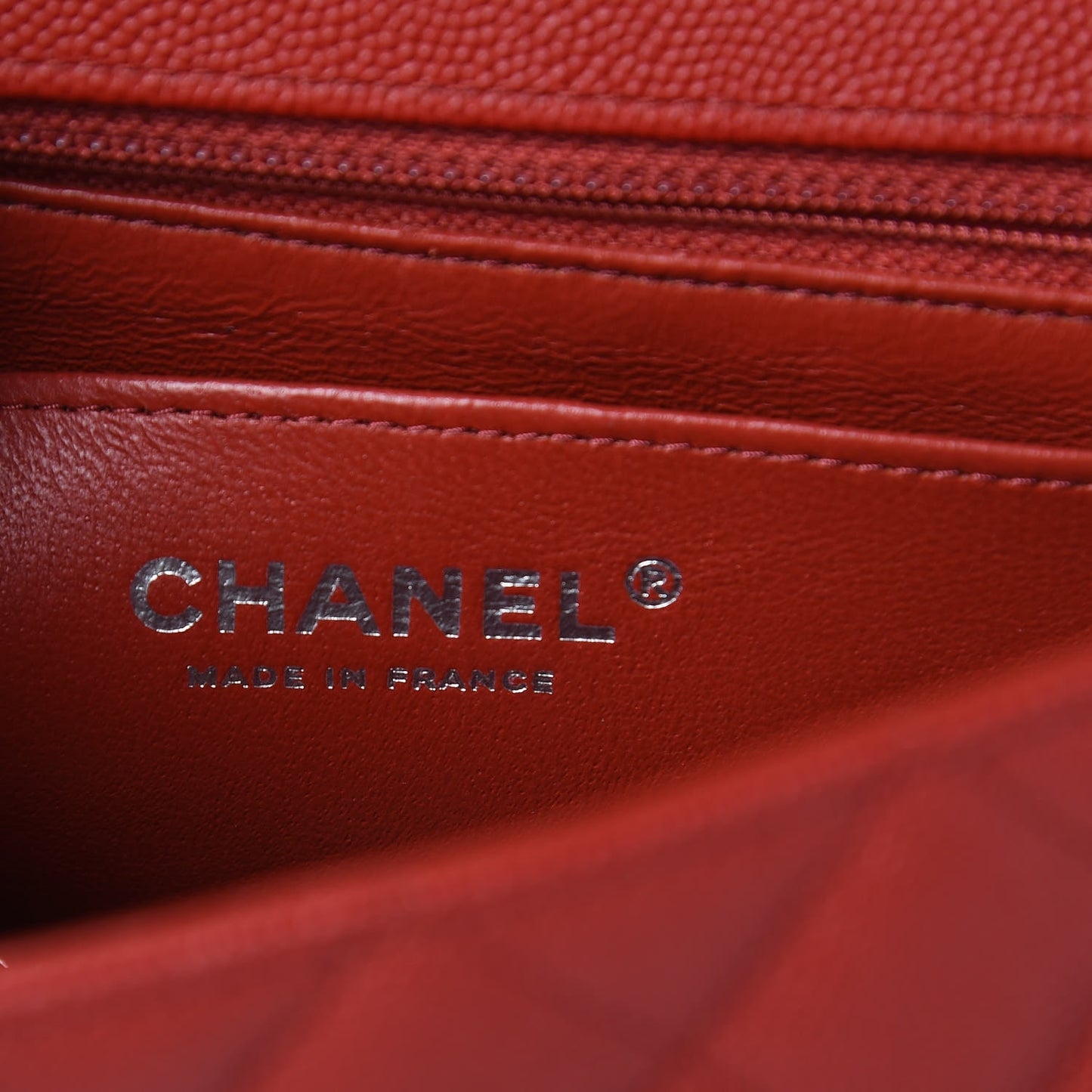 Caviar Quilted Mini Rectangular Flap Red