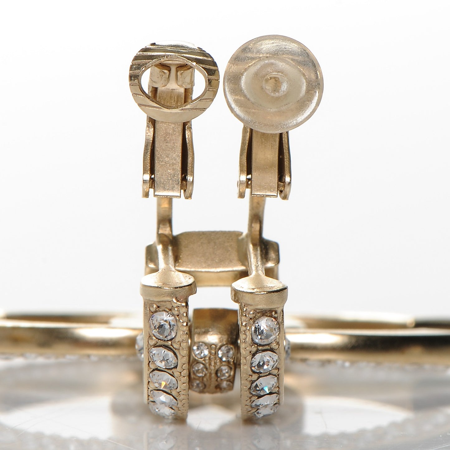 Crystal CC Single Clip On Earring Gold