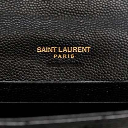 Saint Laurent Grain De Poudre Matelasse Chevron Small Monogram Envelope Wallet Black 6 of 10