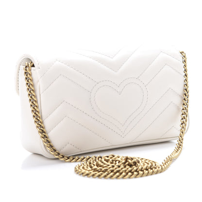 Gucci Calfskin Matelasse Super Mini GG Marmont Shoulder Bag White 2 of 11
