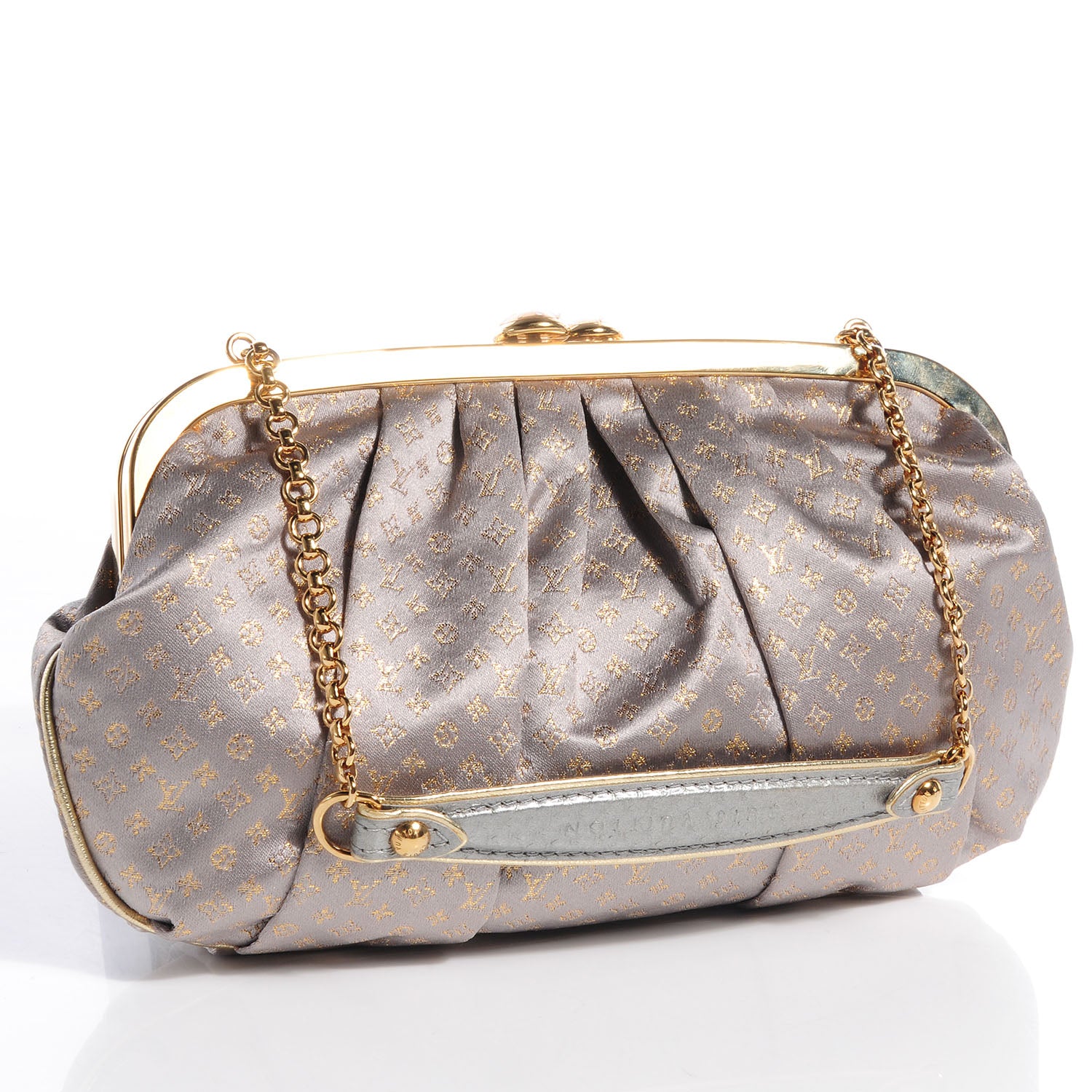 Louis Vuitton Satin Monogram Aumoniere Clutch Silver 3 of 7