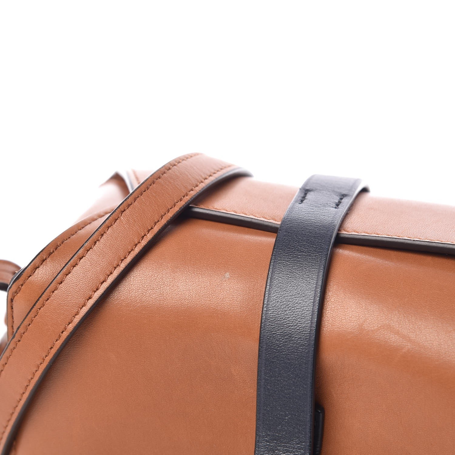 Celine Sleek Calfskin Box On Strap Bag Camel Navy 8 of 8