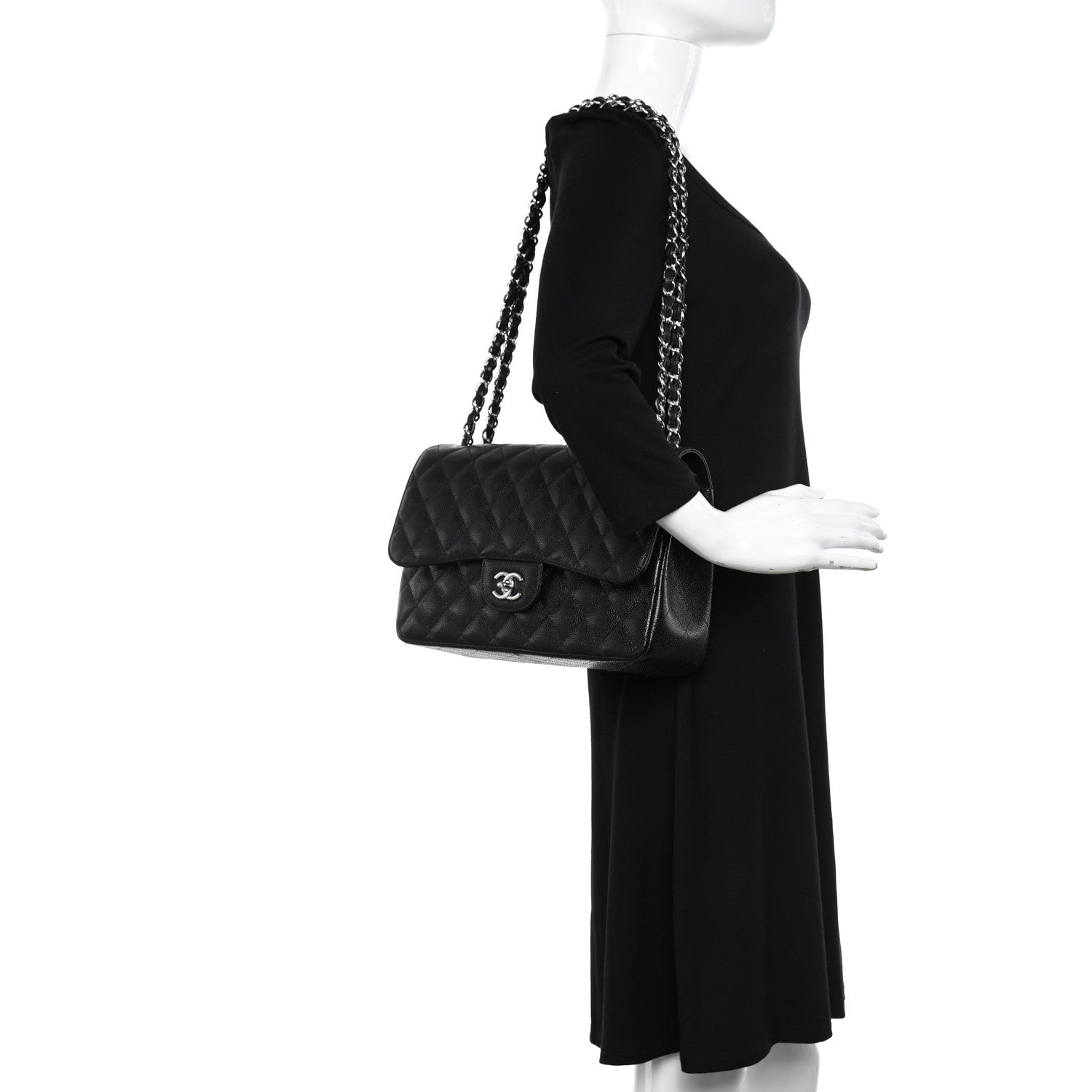 Chanel Caviar Quilted Jumbo Double Flap Black 2 of 10