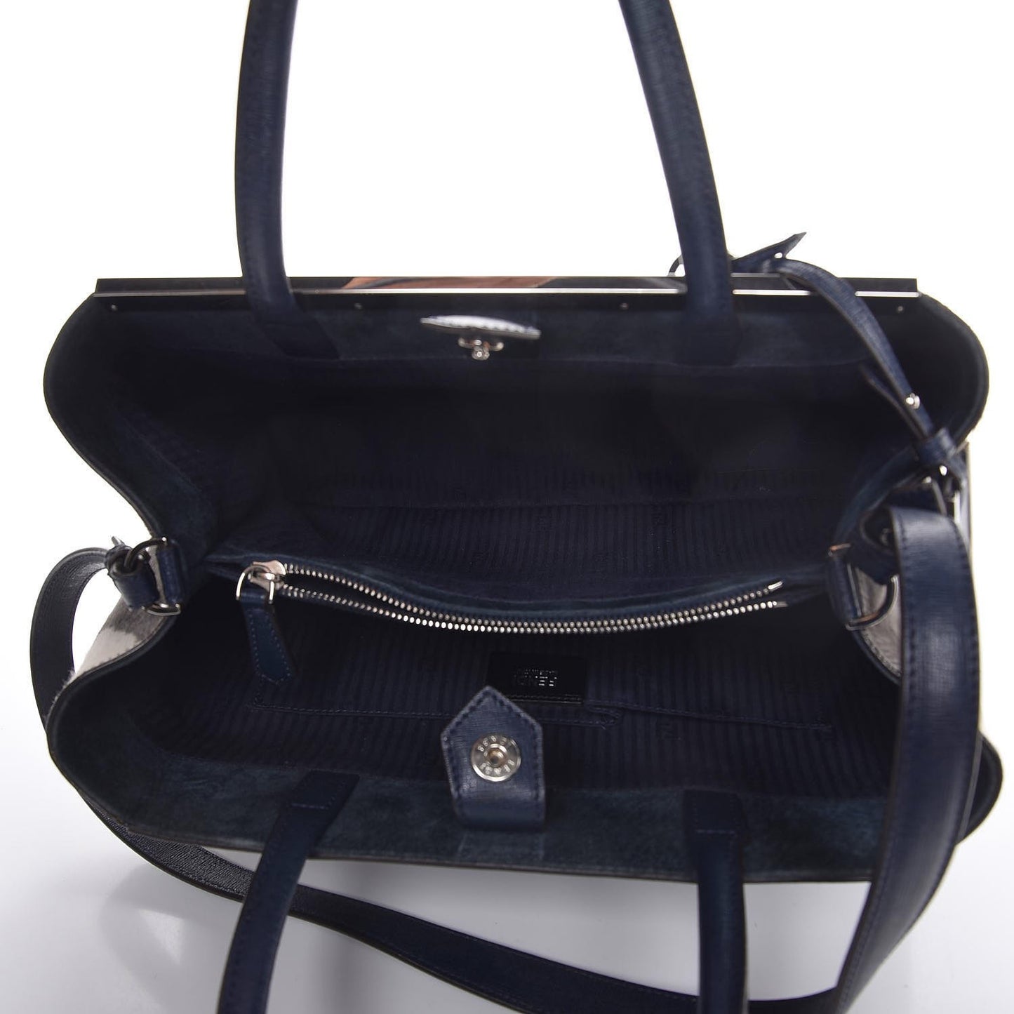 Vitello Elite Calf Hair Zebra Print Medium 2Jours Tote Blue Multicolor