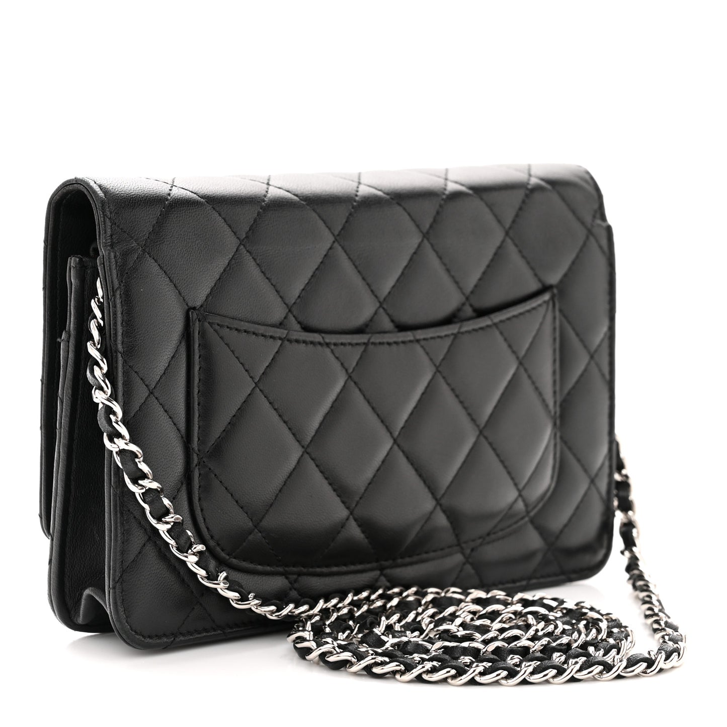 Lambskin Quilted Wallet On Chain WOC Black