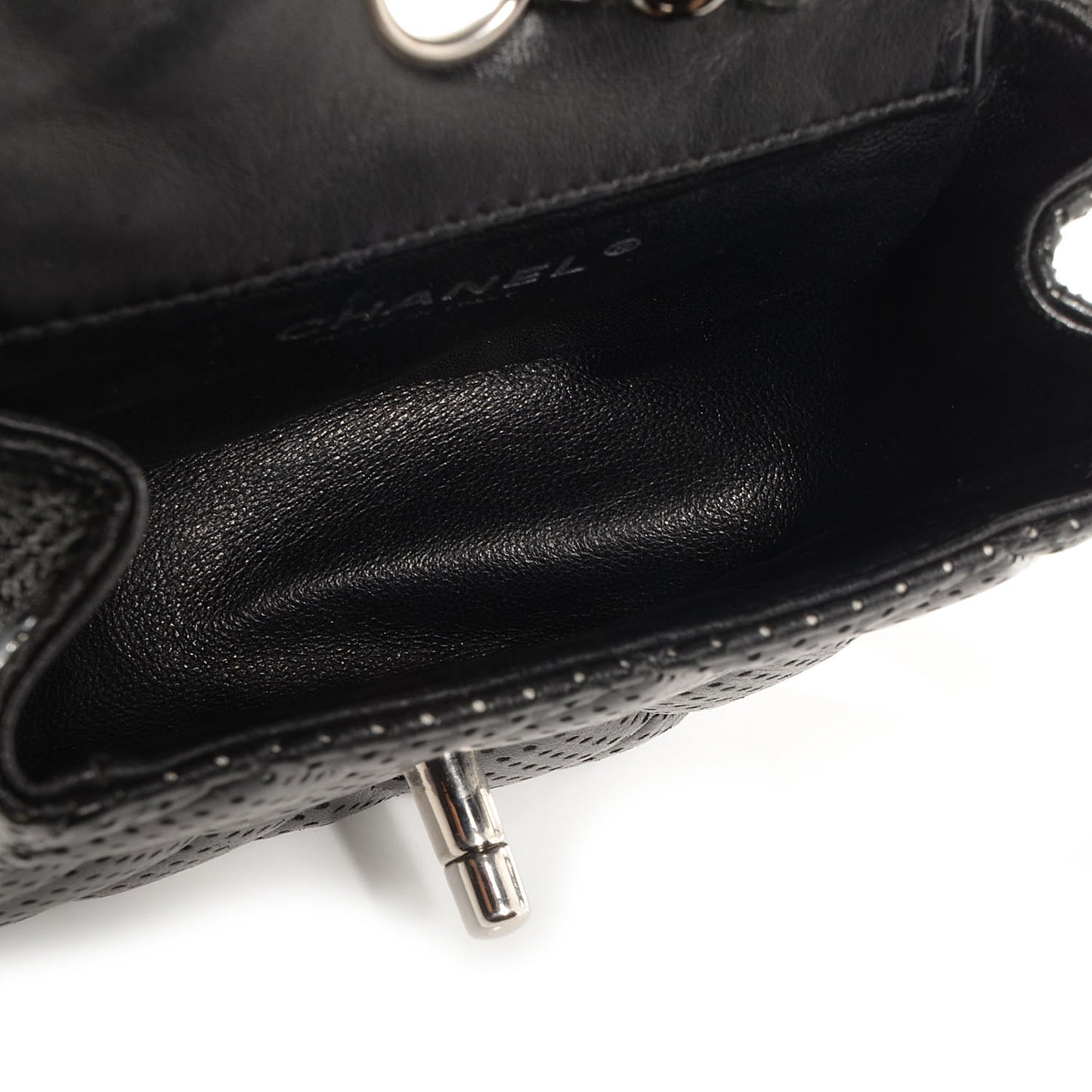 Lambskin Perforated Mini Flap Bag Black