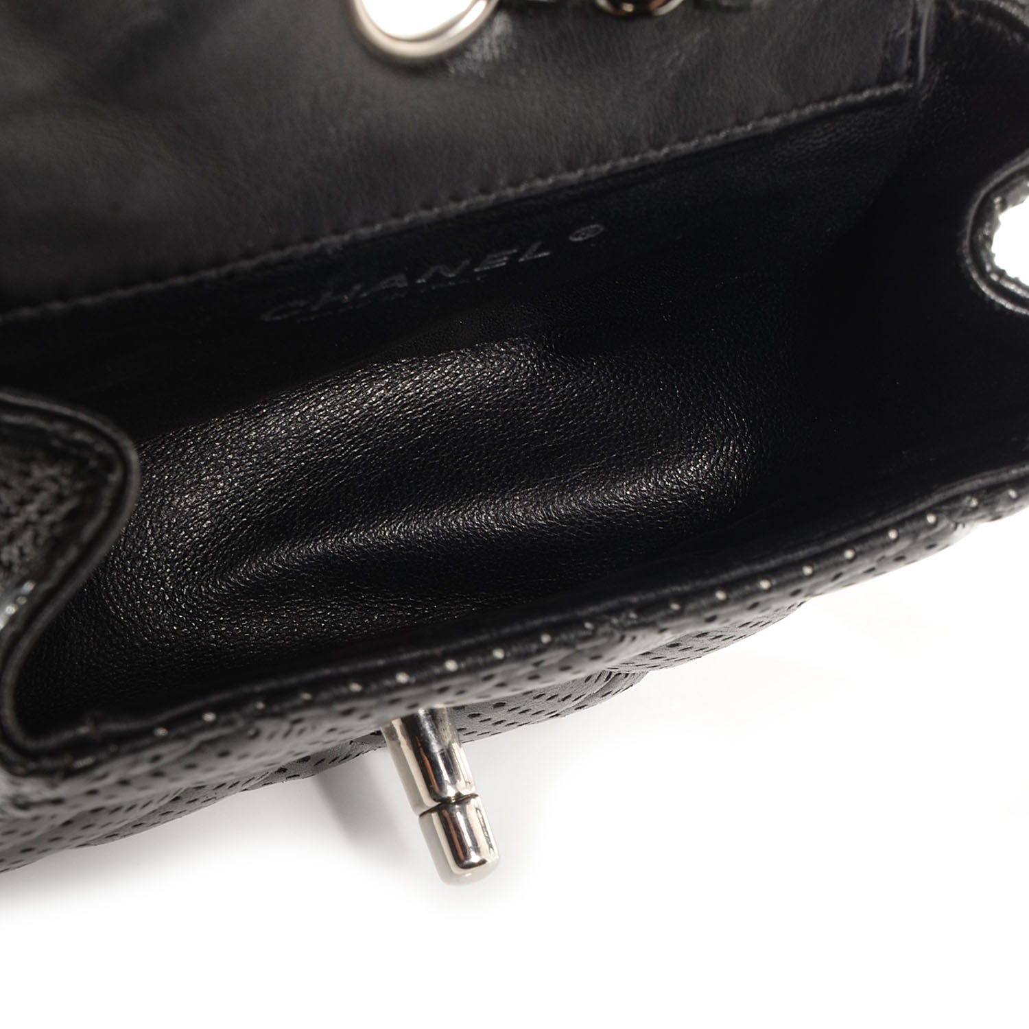 Chanel Lambskin Perforated Mini Flap Bag Black 5 of 8