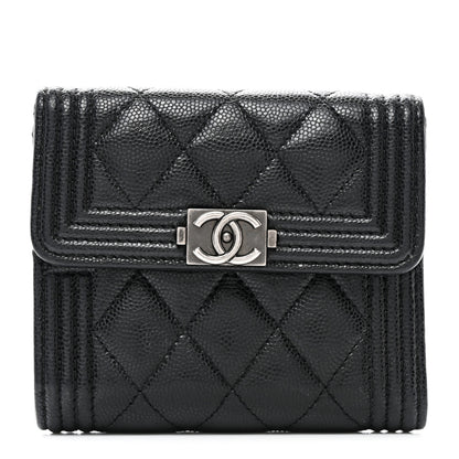 Chanel Caviar Quilted Compact Boy Wallet Black 1 of 8