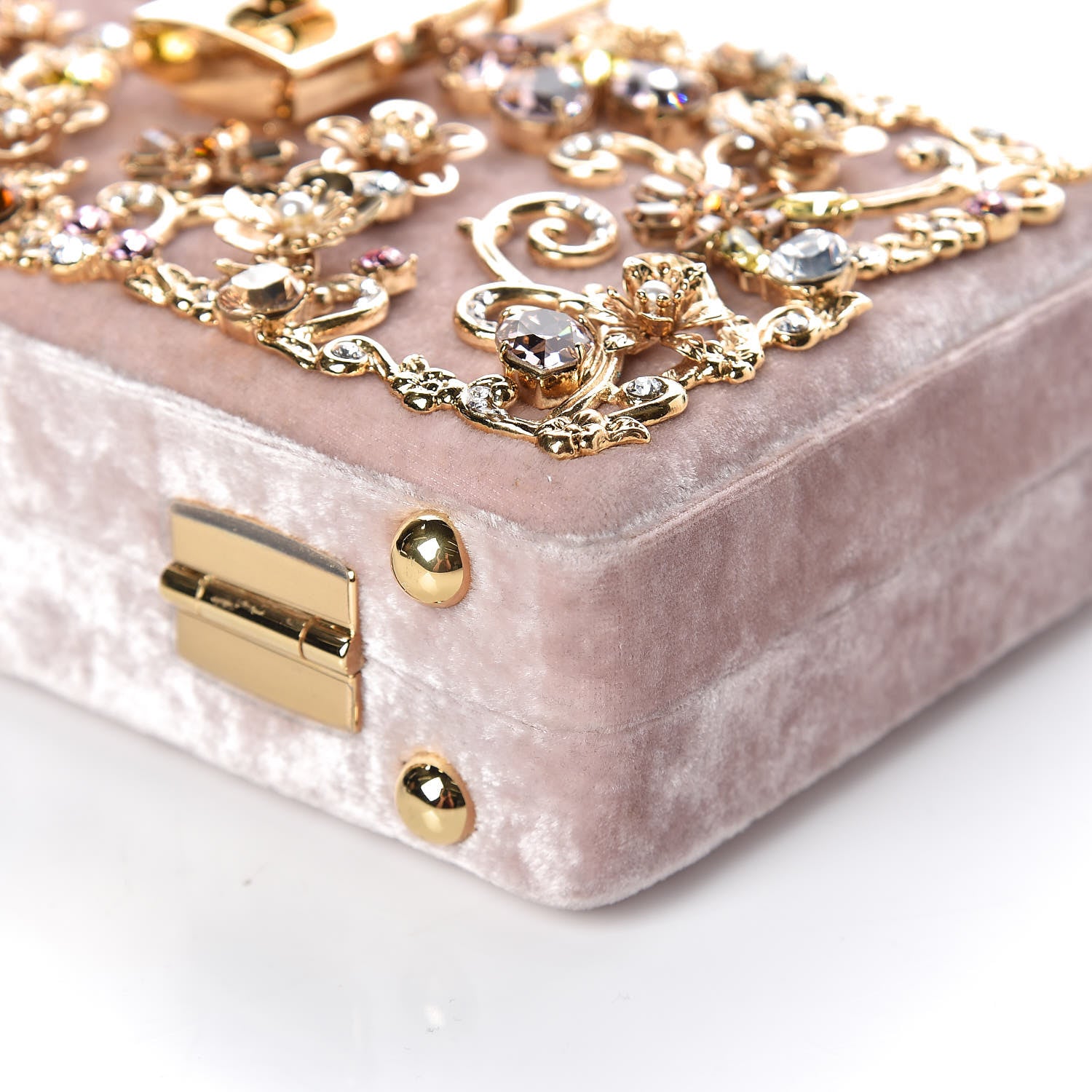 Dolce & Gabbana Velvet Crystal Floral Dolce Box Clutch Pink 8 of 8