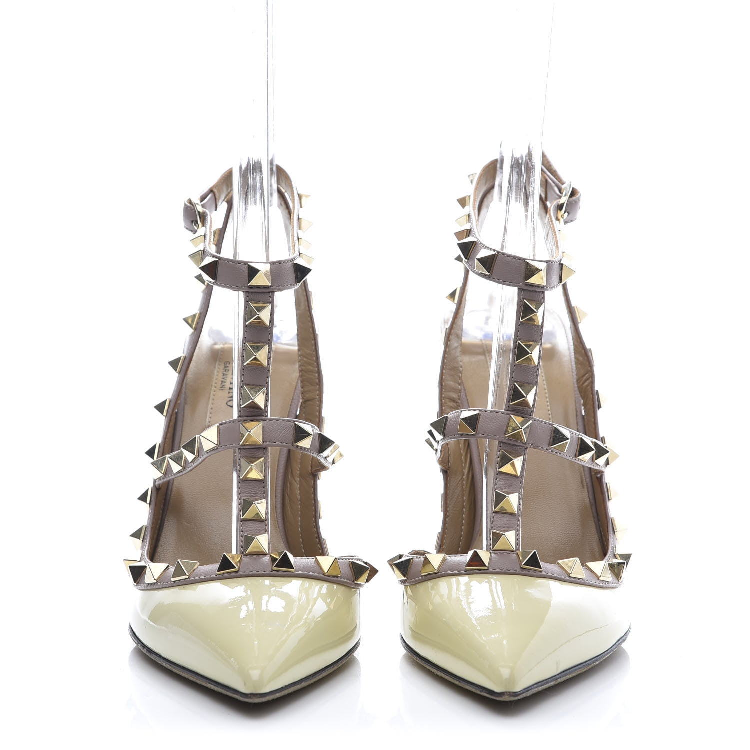 Valentino Garavani Patent Rockstud Ankle Strap 100mm Pumps 36.5 Light Ivory Poudre 2 of 8