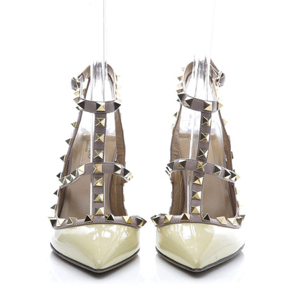 Valentino Garavani Patent Rockstud Ankle Strap 100mm Pumps 36.5 Light Ivory Poudre 2 of 8