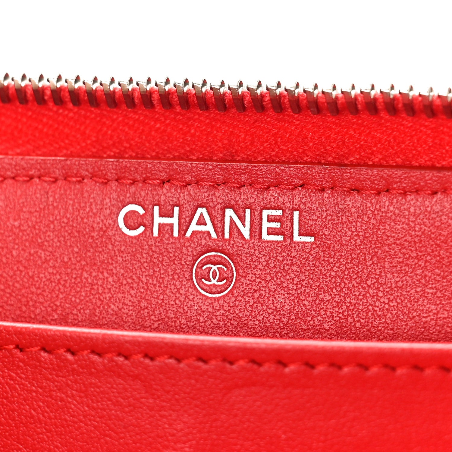 Chanel Lambskin Camellia Embossed Large Zip Around Gusset Wallet Red 6 of 9