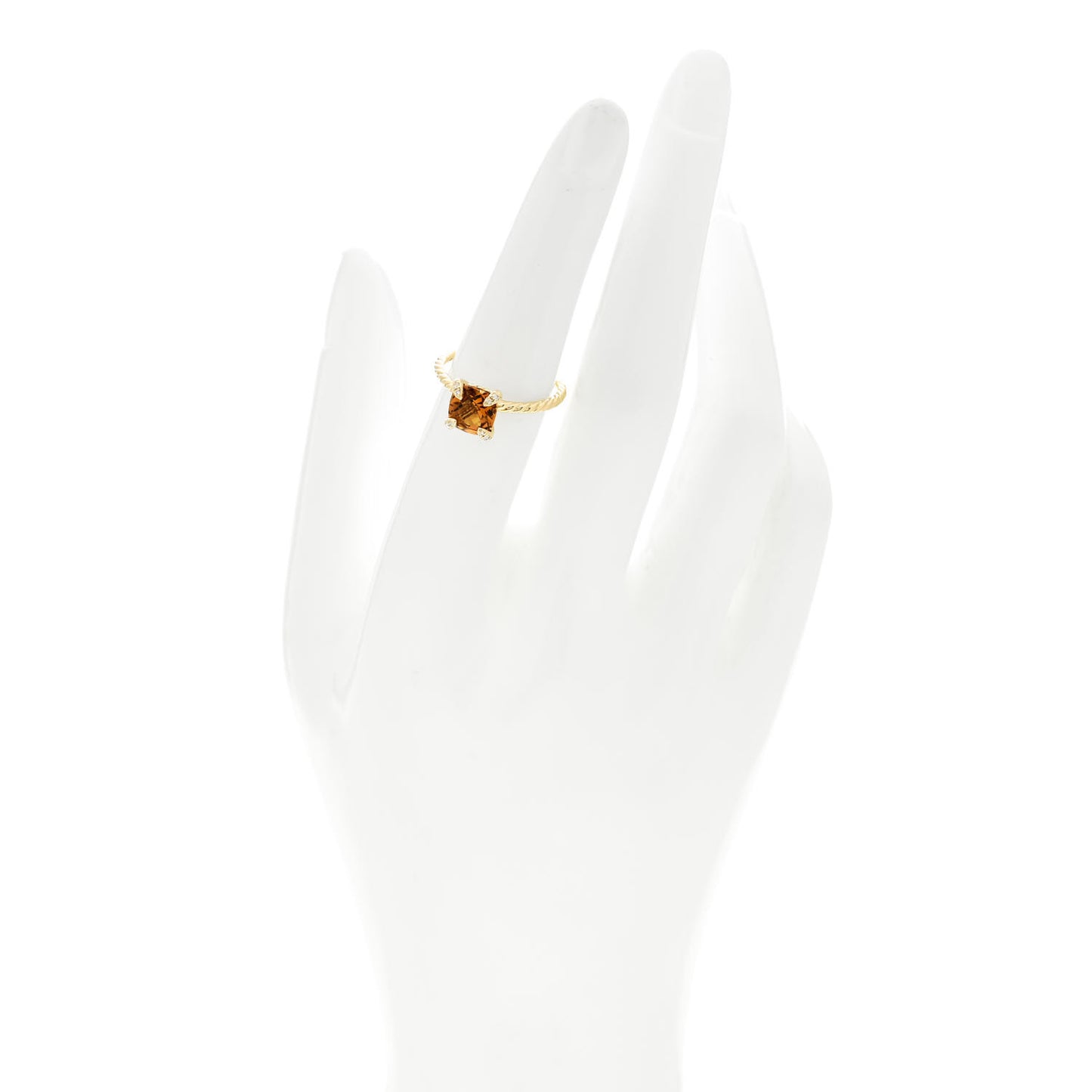 18K Yellow Gold Diamond Citrine 7mm Chatelaine Ring 52 6