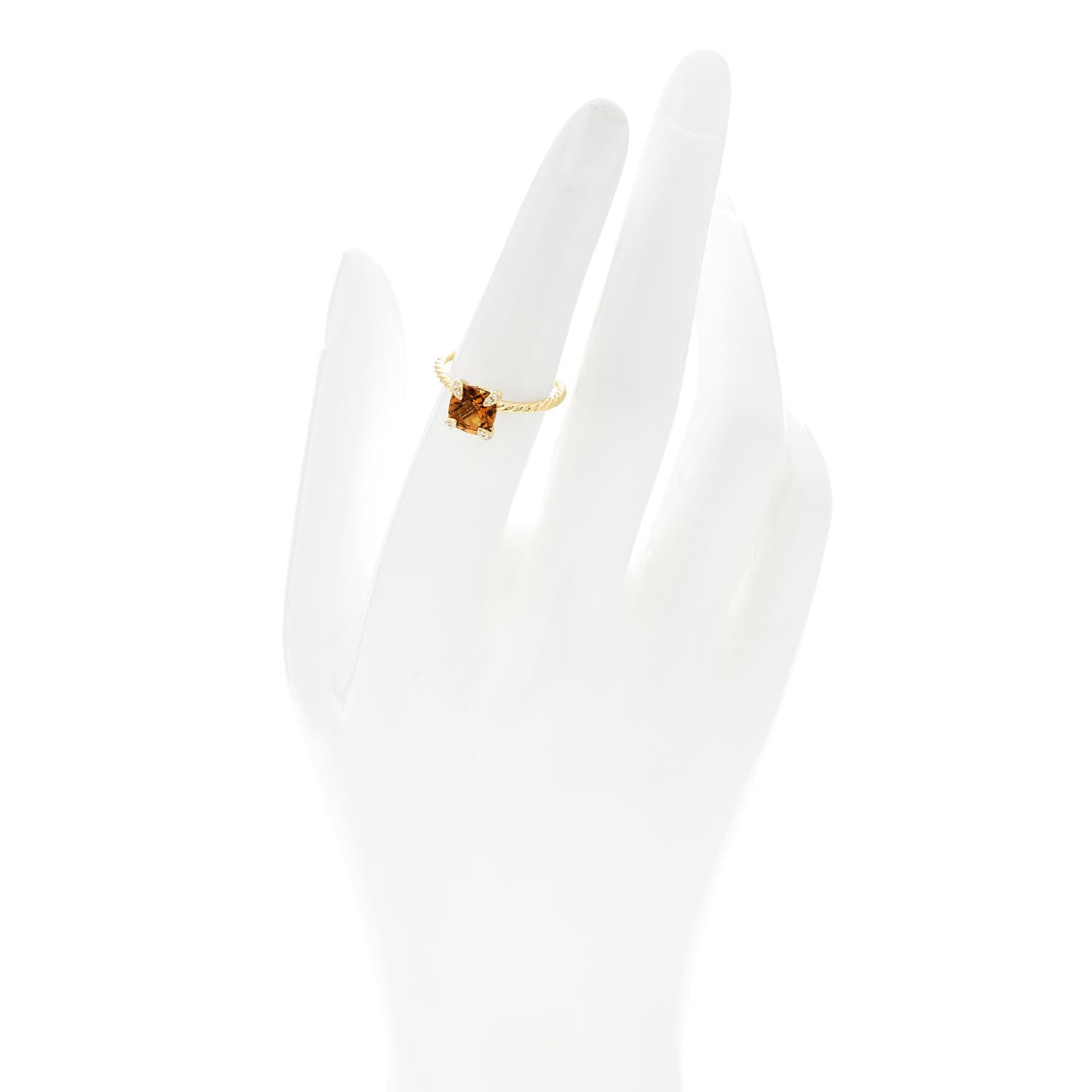 David Yurman 18K Yellow Gold Diamond Citrine 7mm Chatelaine Ring 52 6 2 of 7