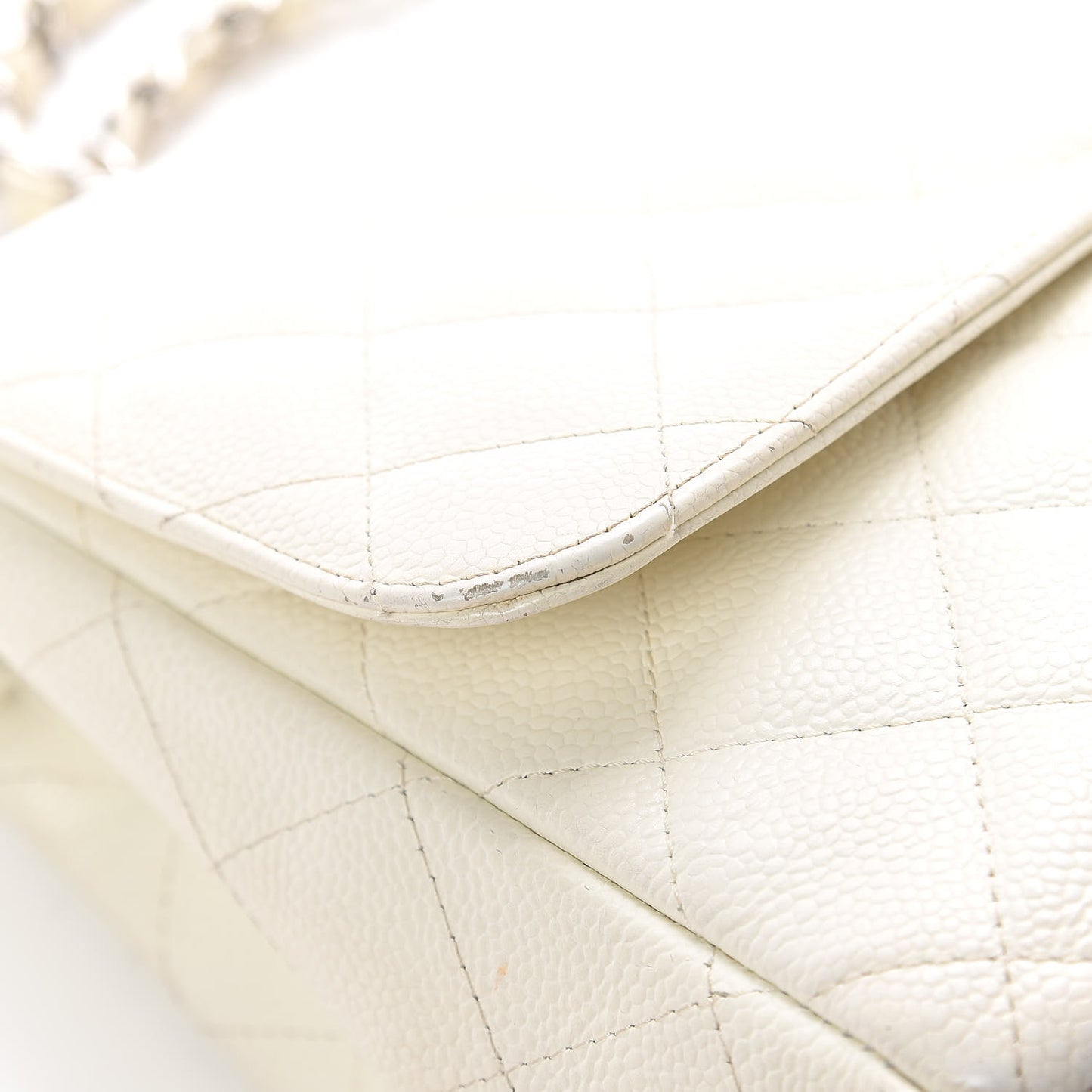Caviar Quilted Jumbo Single Flap White
