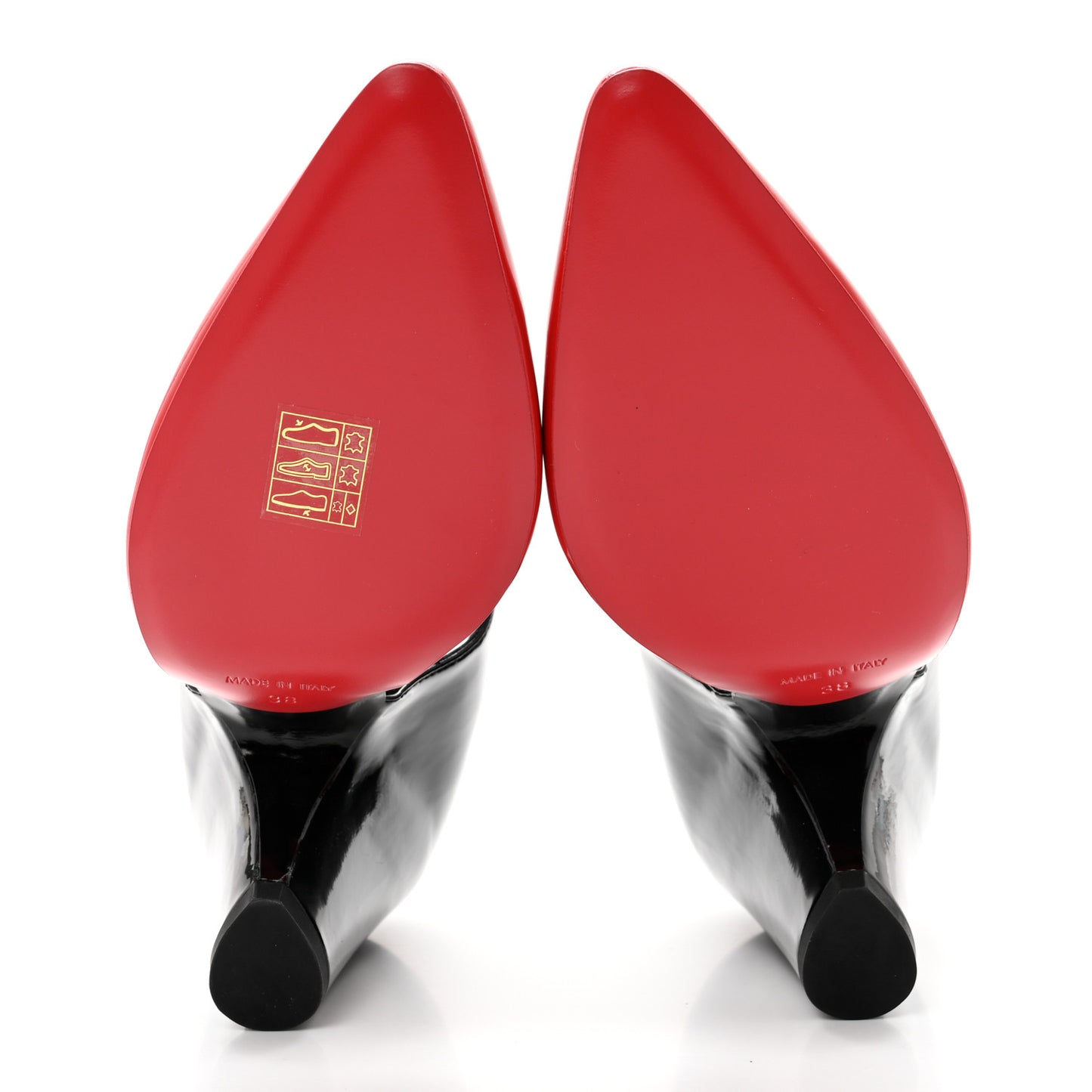 Patent Calfskin CC Pumps 38 Red Black