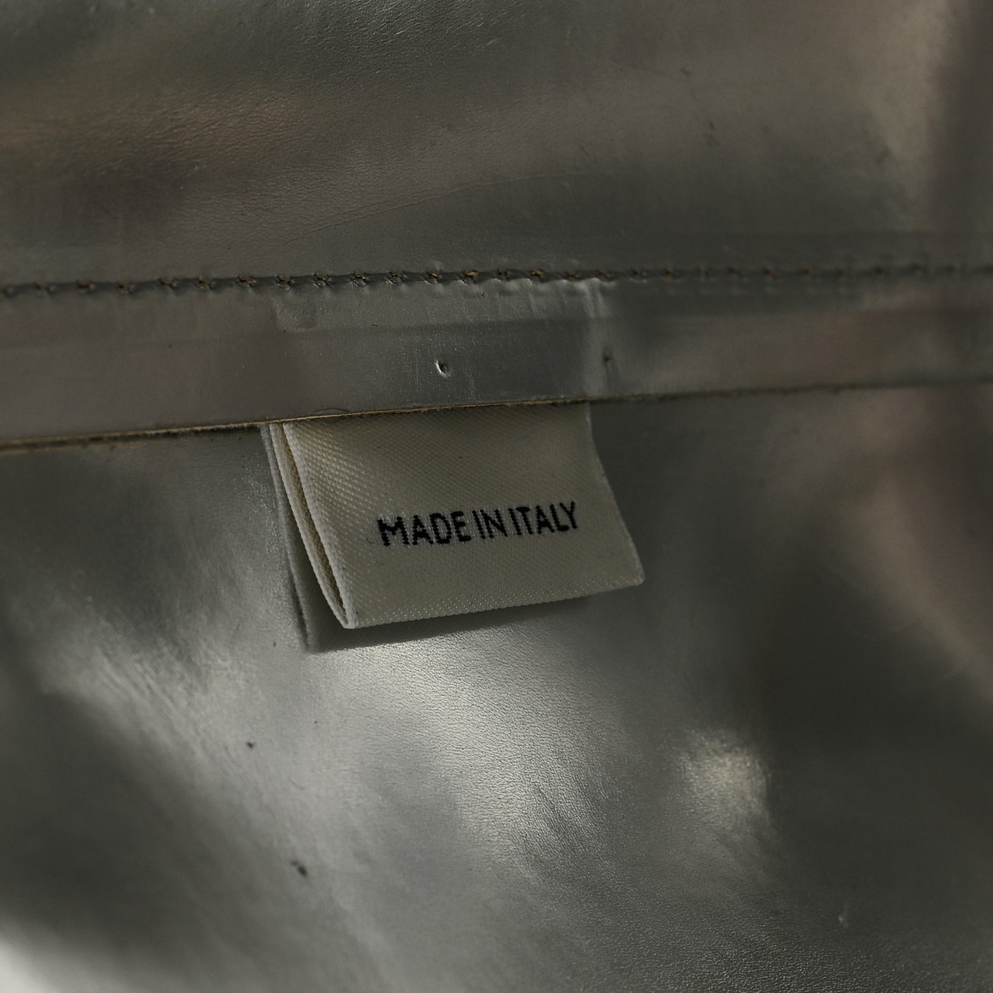 Metallic Calfskin Bucket Bag Silver