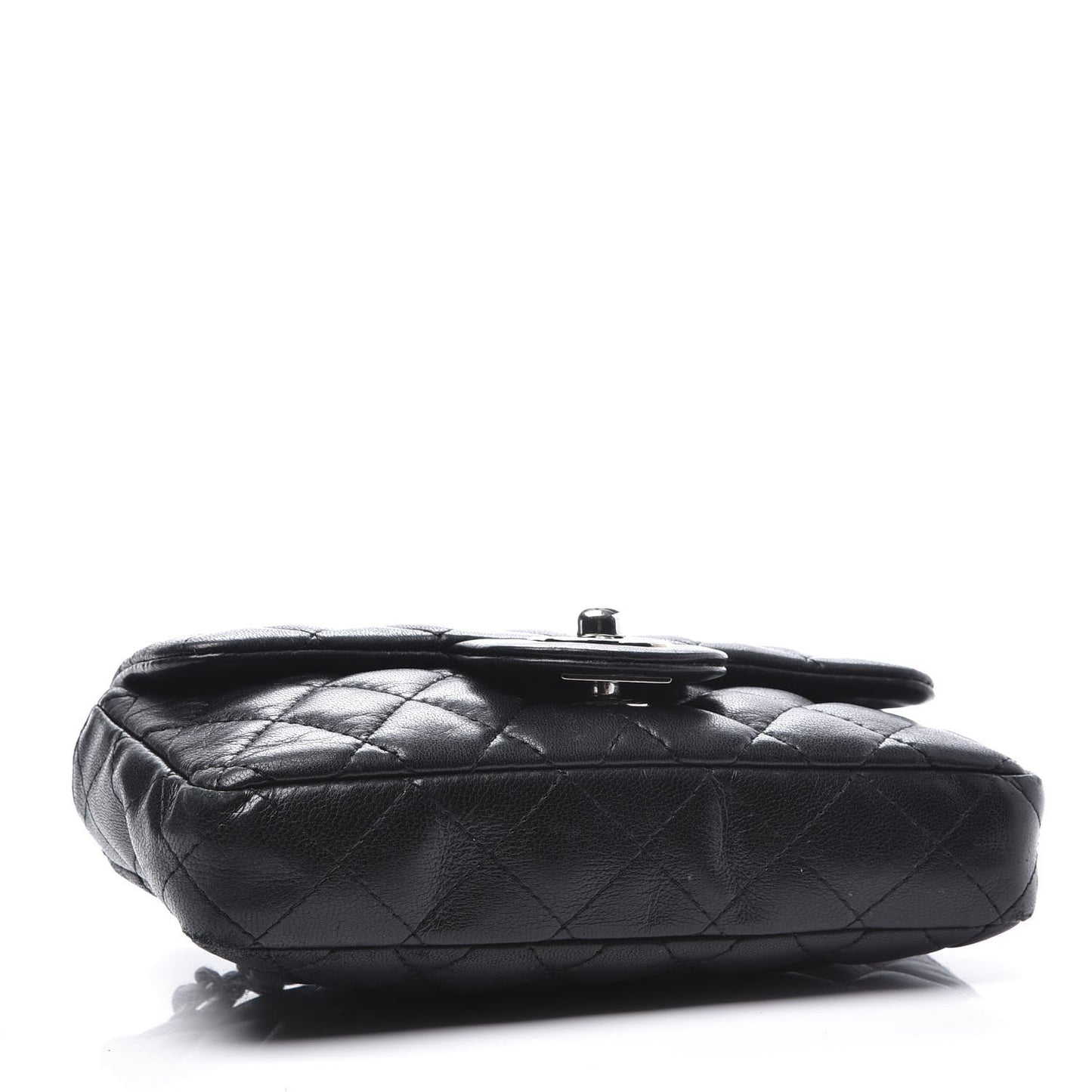 Lambskin Quilted Mini Rectangular Flap Black