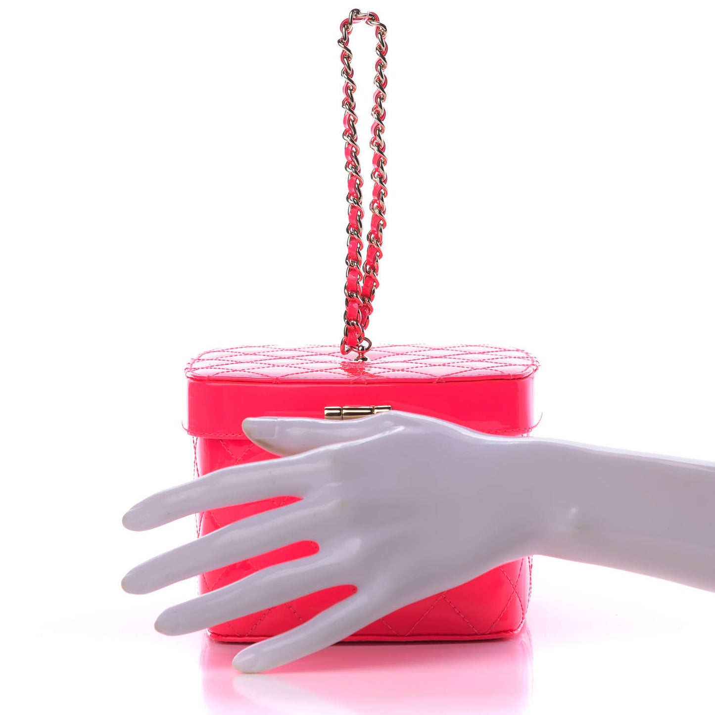 Patent Calfskin Minaudiere Vanity Case Pink