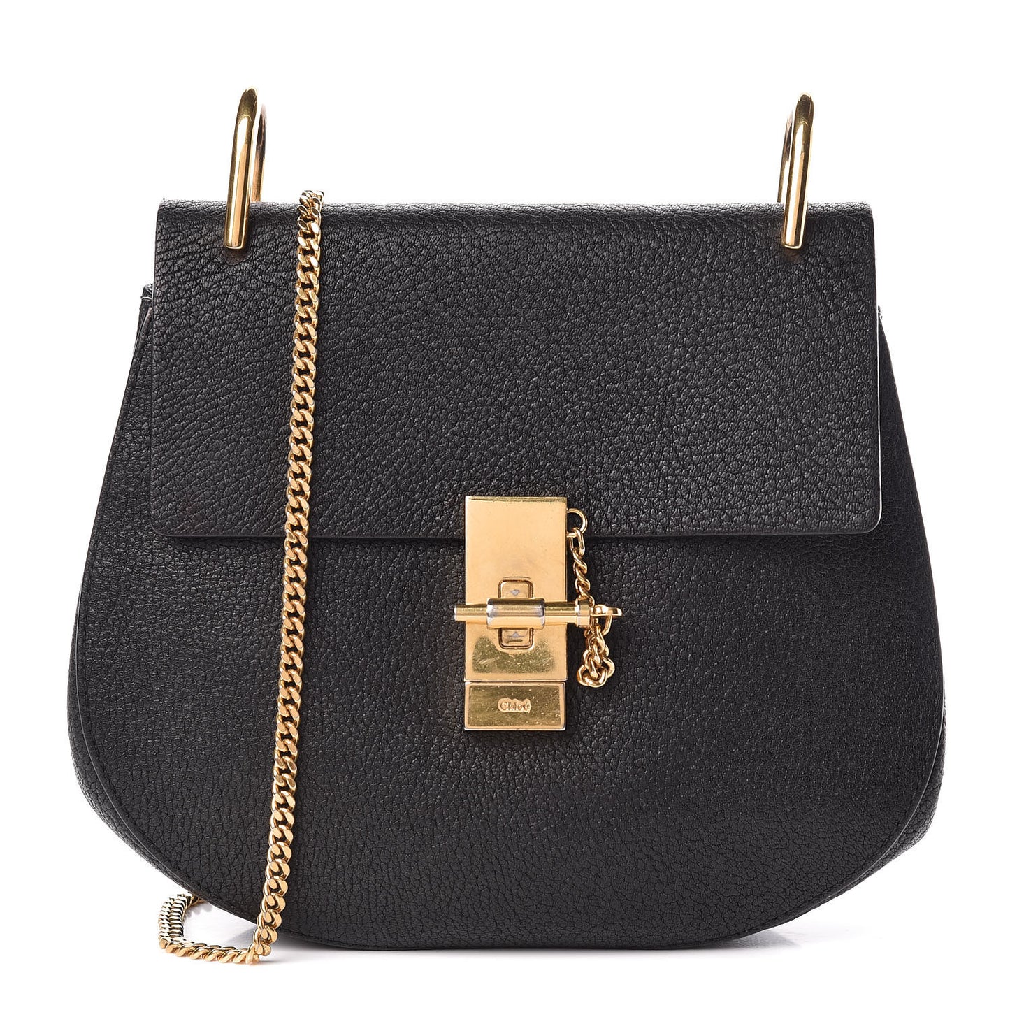 Grained Lambskin Drew Shoulder Bag Black