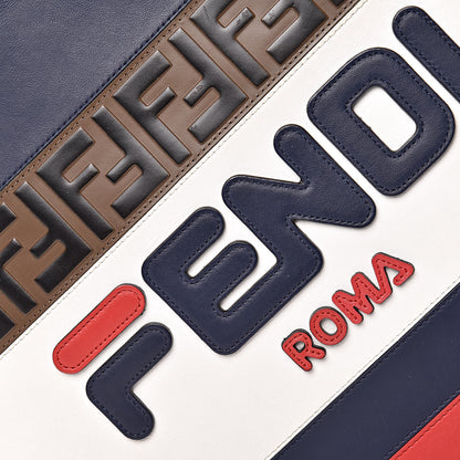Fendi X FILA Vitello Century Mania Bi-Color FF 1974 Embossed Small Flat Clutch Blueberry Multicolor 8 of 10