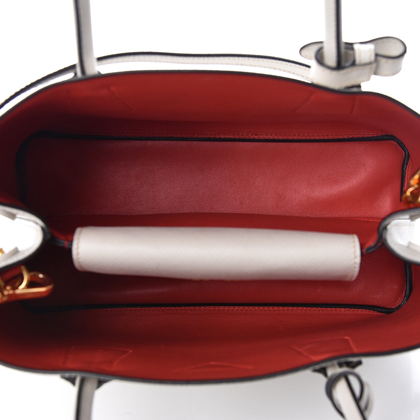 Saffiano Cuir Small Double Bag Talco Fuoco
