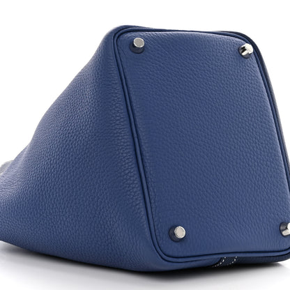 Hermes Taurillon Clemence Casaque Picotin Lock 18 PM Bleu Saphir Bleu Brighton 9 of 11