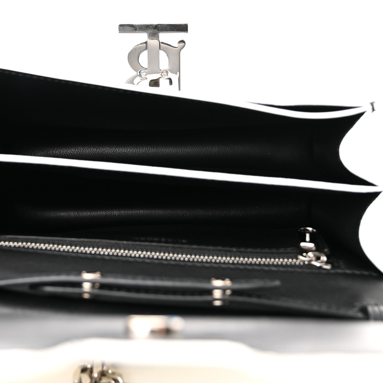 Burberry Calfskin Logo Printed Small TB Bag Black White 5 of 9